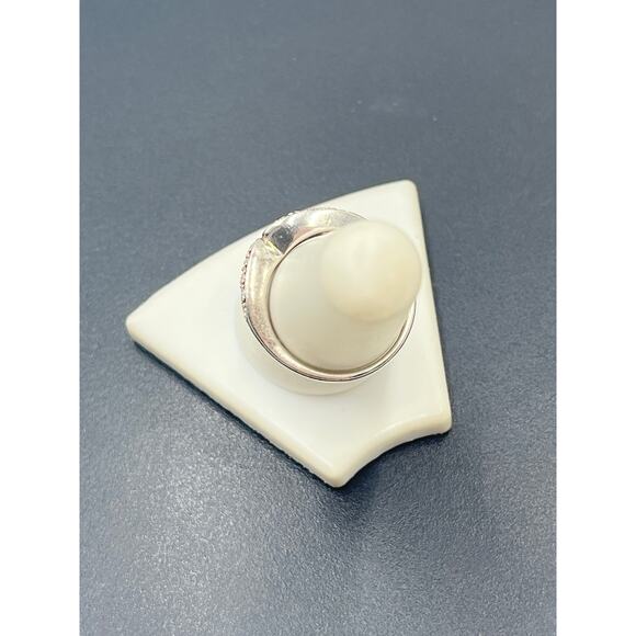 CA DQ CZ 925 Sterling Silver Diamonique Cubic Zirconia Band V Ring Sz 7.5 - Picture 9 of 10